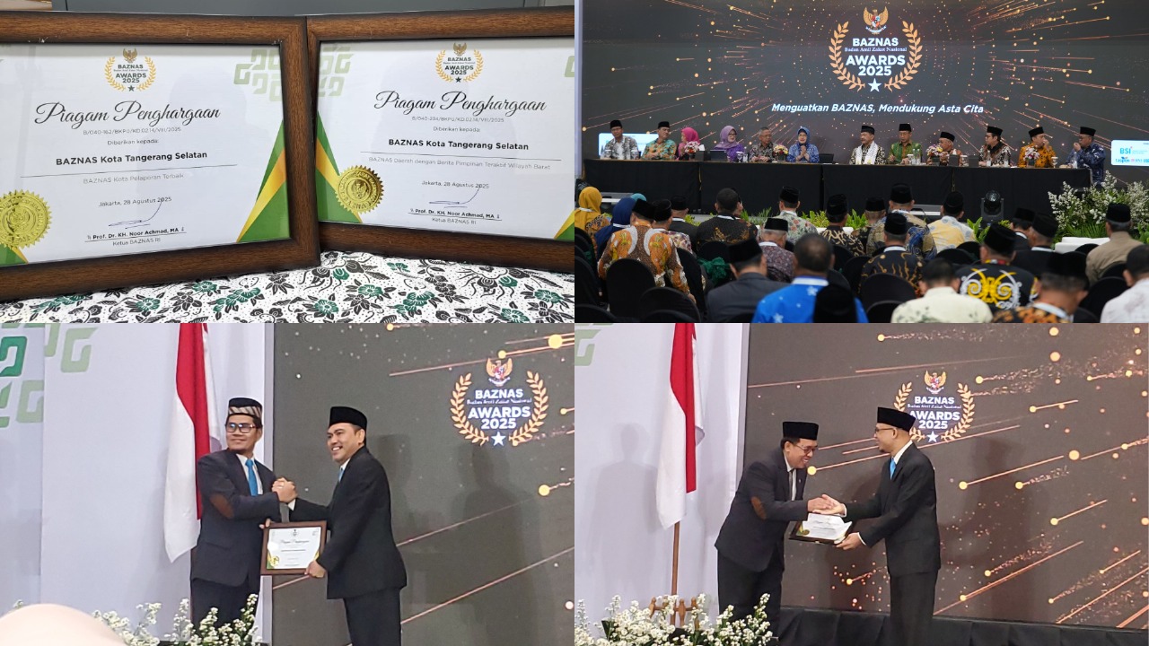 Tiga Penghargaan Sekaligus, BAZNAS Tangsel Berjaya di BAZNAS Award 2025