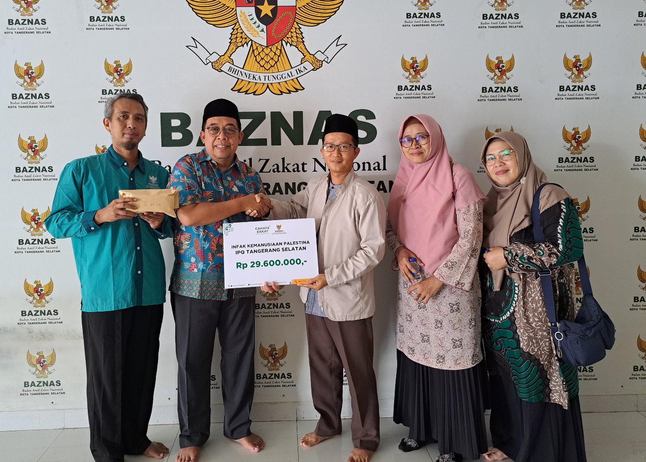 BAZNAS Kota Tangerang Selatan Terima Donasi Palestina dari Ikatan Pendidikan Qur’an (IPQ) Kota Tangerang Selatan